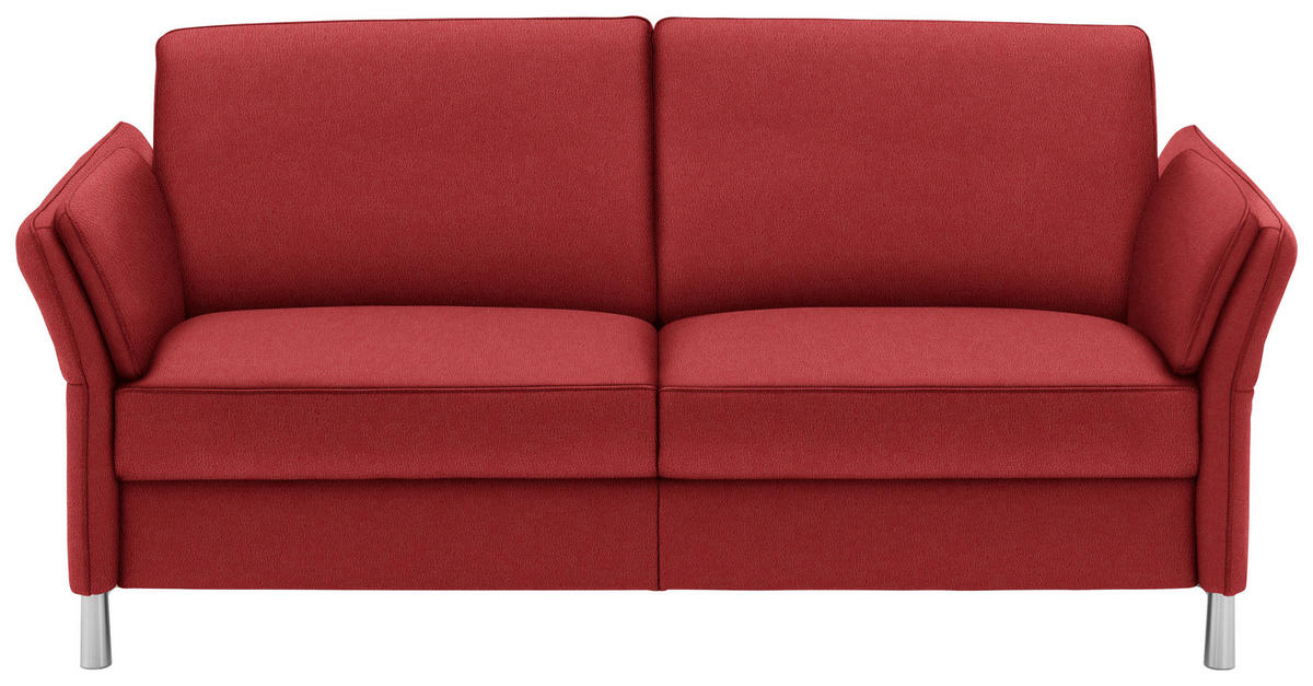 2,5-SITZER in Echtleder Rot  - Rot/Alufarben, Design, Leder/Metall (164cm) - Dieter Knoll