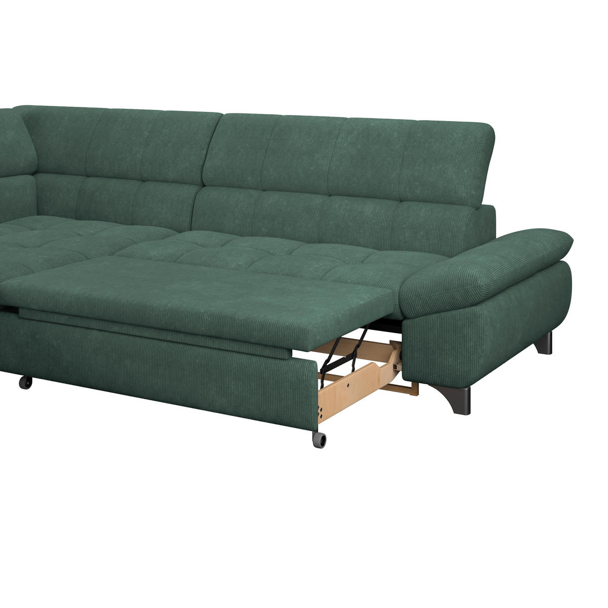 ECKSOFA Waldgrün Chenille  - Waldgrün/Chromfarben, KONVENTIONELL, Textil/Metall (234/312cm) - Livetastic