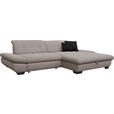 ECKSOFA in Mikrofaser Hellgrau  - Hellgrau/Schwarz, Design, Textil/Metall (290/198cm) - Xora