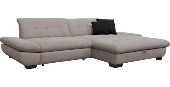 ECKSOFA in Mikrofaser Hellgrau  - Hellgrau/Schwarz, Design, Textil/Metall (290/198cm) - Xora