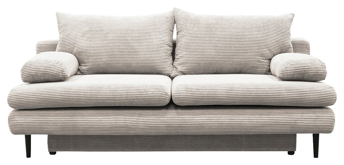 SCHLAFSOFA  in Cord Beige  - Beige/Schwarz, Design, Holz/Textil (202/85/99cm) - P & B