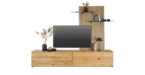 WOHNWAND 2-teilig  in Eichefarben  242/160/50 cm  - Eichefarben, Design, Glas/Holz (242/160/50cm) - Dieter Knoll
