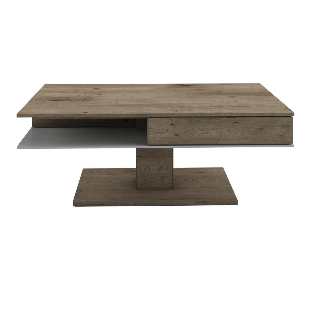 COUCHTISCH in Holz, Glas 120/75/46 cm  - Weiss/Eichefarben, Design, Glas/Holz (120/75/46cm) - Voglauer