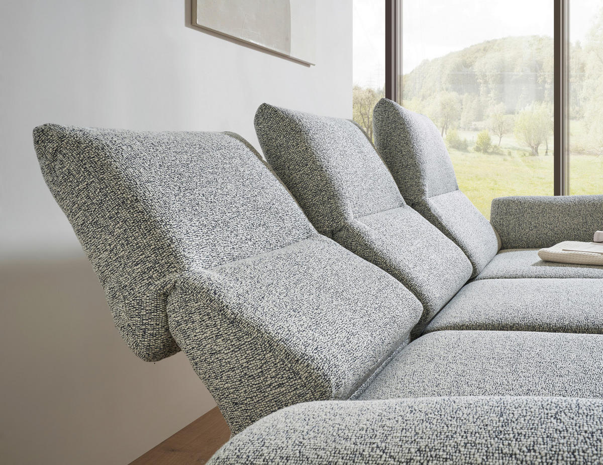 ECKSOFA in Flachgewebe Blaugrau  - Blaugrau/Schwarz, Design, Textil/Metall (255-365/175-224cm) - Dieter Knoll