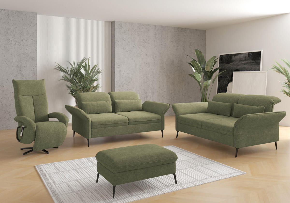 3-SITZER-SOFA in Flachgewebe Hellgrün  - Schwarz/Hellgrün, Konventionell, Textil/Metall (199/92/123cm) - Sit & More
