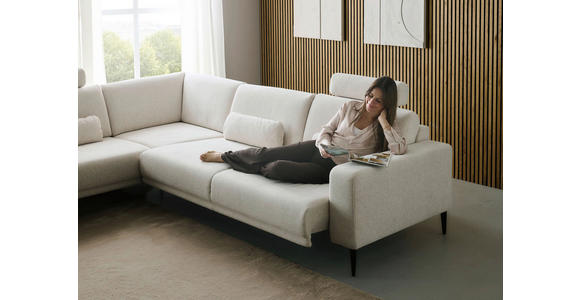 ECKSOFA Dieter Knoll Beige Chenille  - Beige/Schwarz, Design, Textil/Metall (254/303cm) - Dieter Knoll