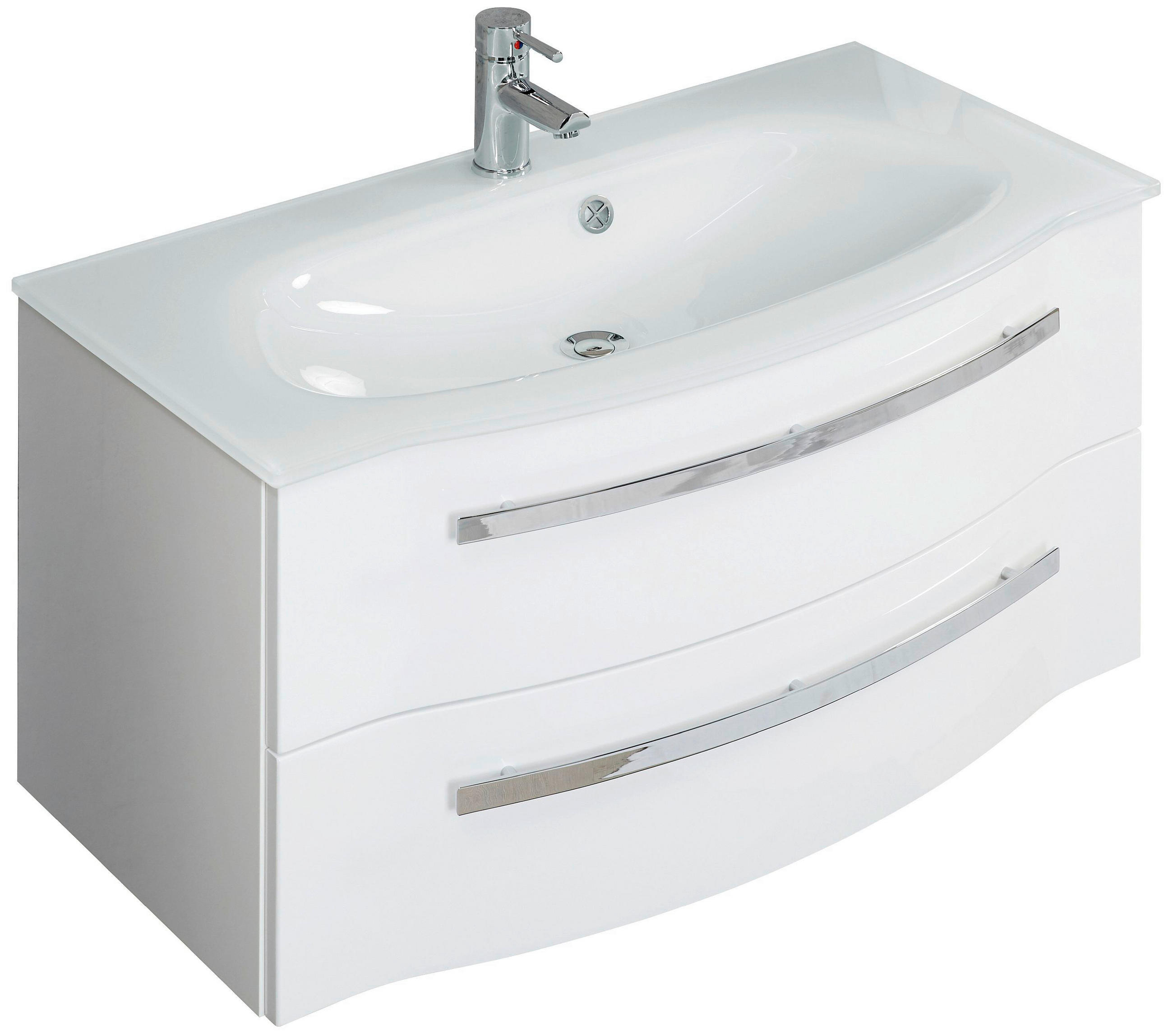 Sadena Waschtischunterschrank Weiß Hochglanz 90x48.2x48.1 cm