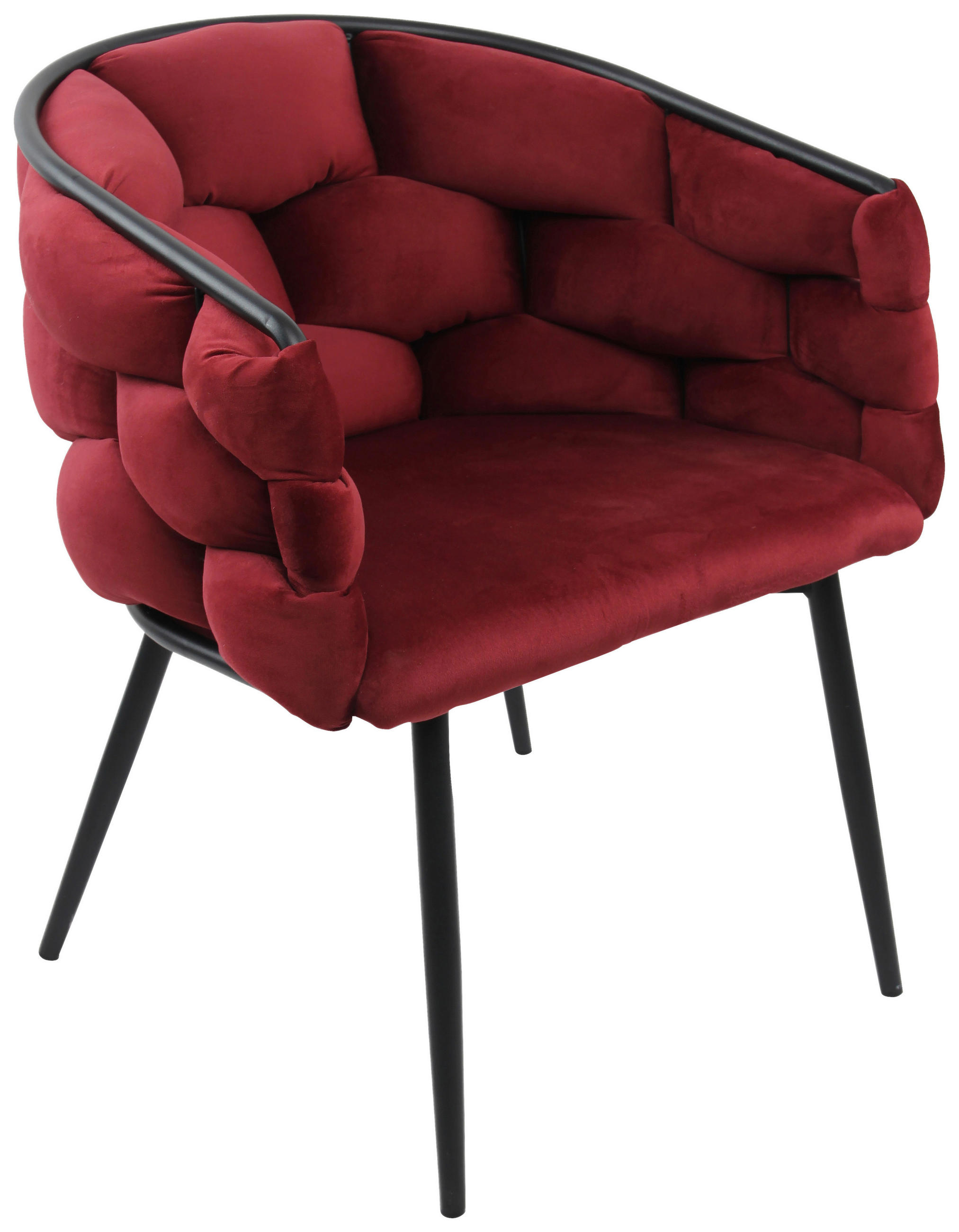 COCKTAILSESSEL Velours Rot    - Rot/Schwarz, MODERN, Textil/Metall (60/75/67cm) - Livetastic