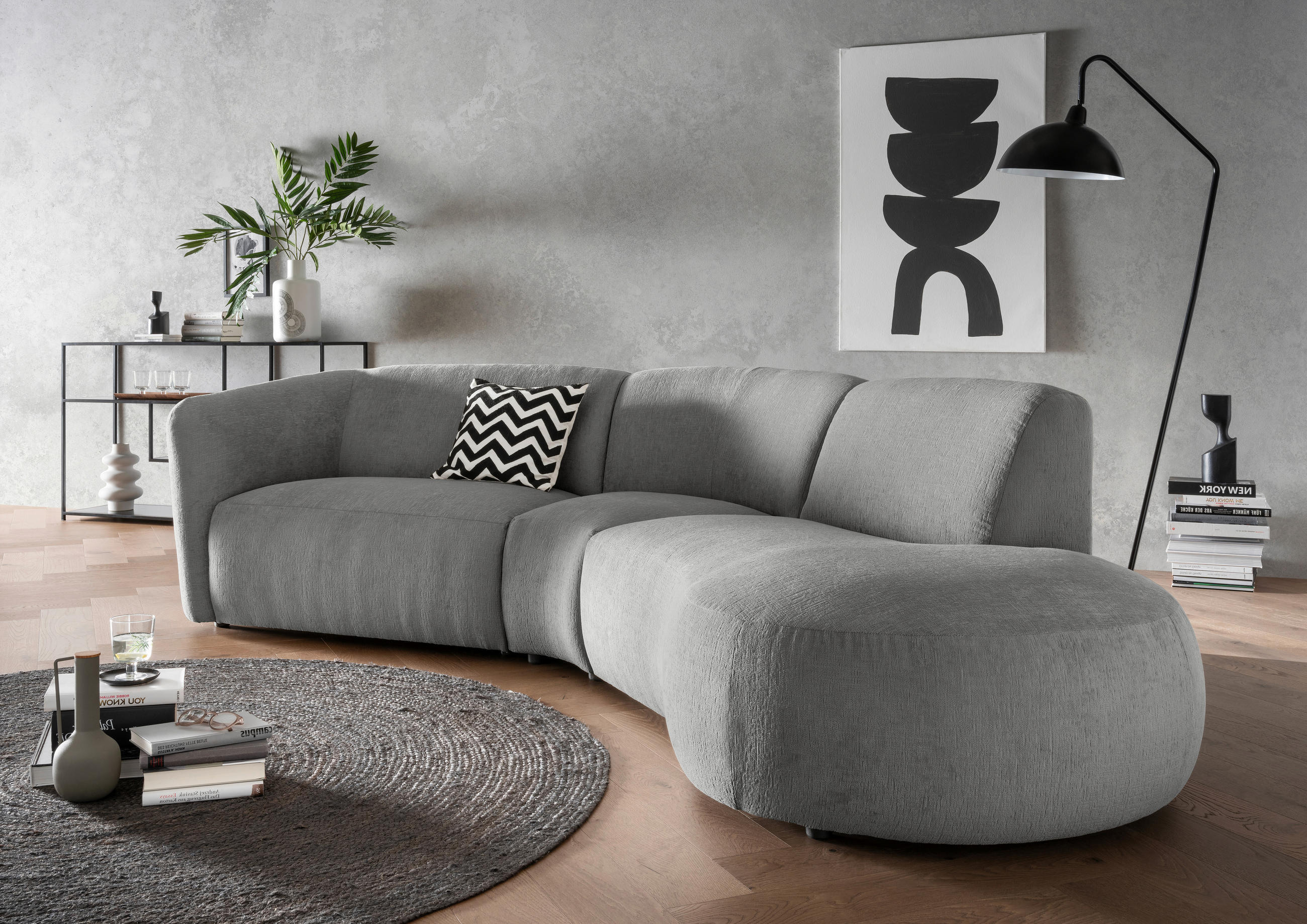 ECKSOFA in Mikrofaser Graubraun - Graubraun/Schwarz, Modern, Kunststoff/Textil (276/182cm) - Livetastic
