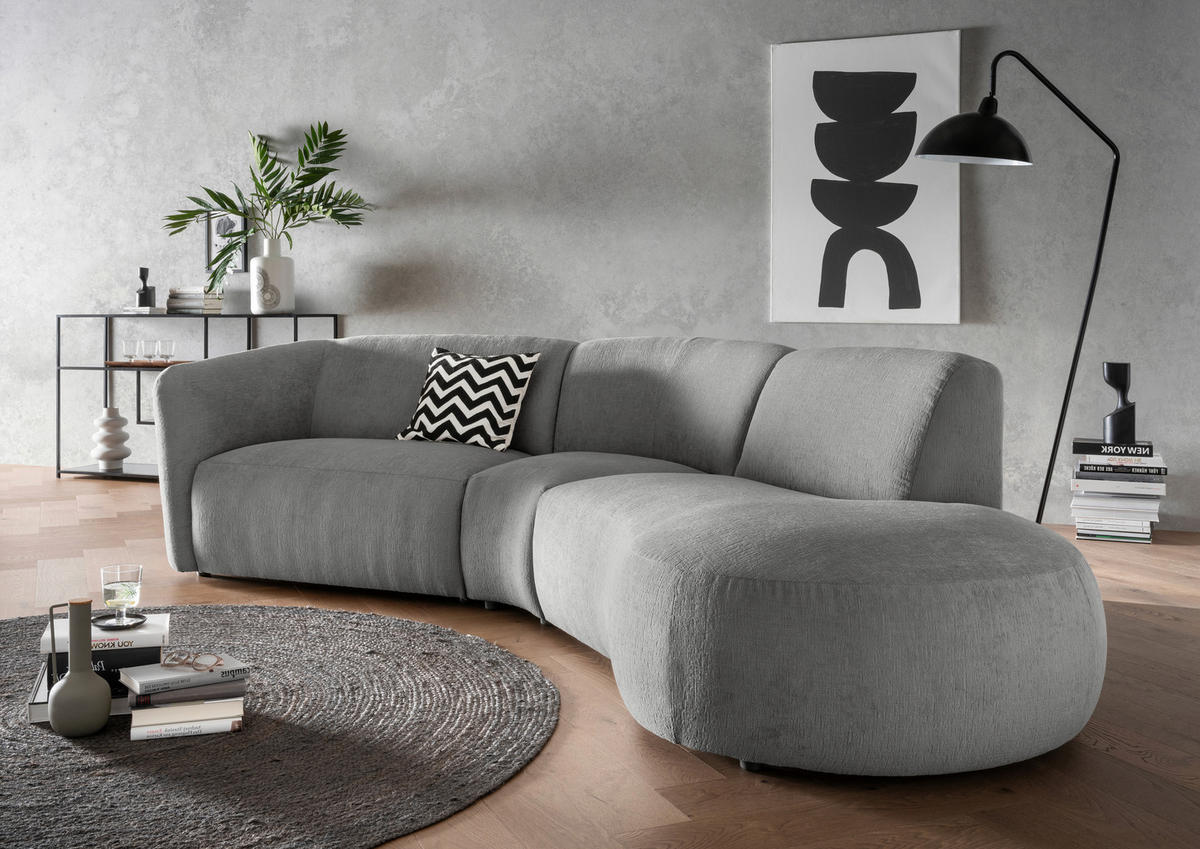 ECKSOFA in Mikrofaser Graubraun  276/182 cm  - Graubraun/Schwarz, MODERN, Kunststoff/Textil (276/182cm) - Livetastic