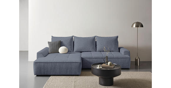 ECKSOFA in Mikrofaser Blau  - Blau/Schwarz, KONVENTIONELL, Kunststoff/Textil (169/295cm) - Carryhome
