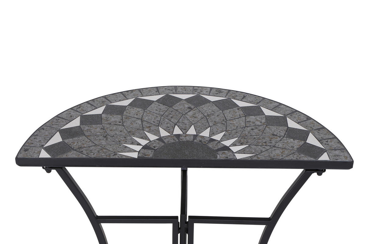 GARTENTISCH 35,5/70/71 cm Metall, Keramik rund  - Schwarz, KONVENTIONELL, Keramik/Metall (35,5/70/71cm) - Siena Garden