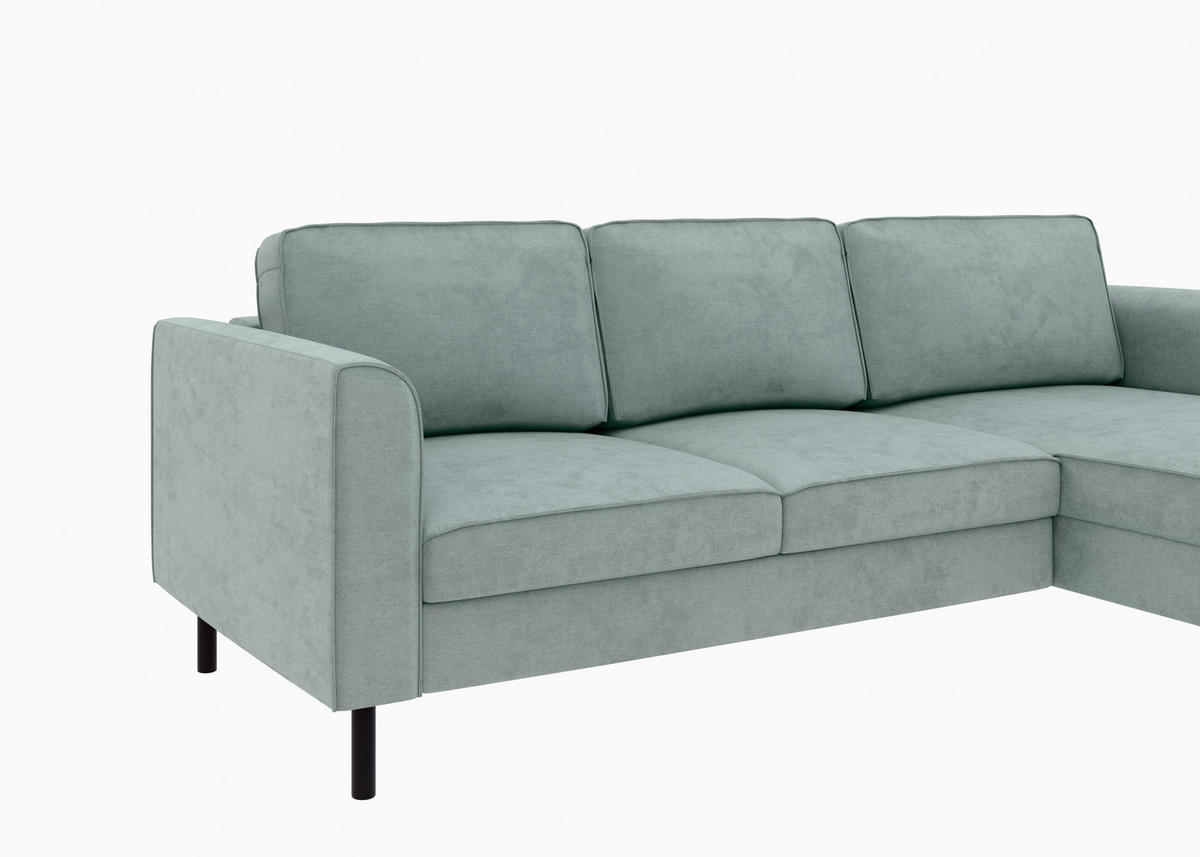 ECKSOFA  in Struktur Mintgrün  232/161 cm  - Schwarz/Mintgrün, MODERN, Textil/Metall (232/161cm) - Trendmanufaktur