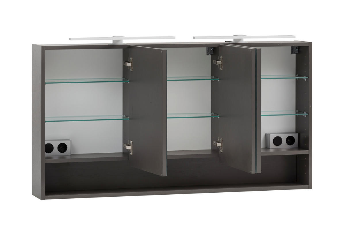 SPIEGELSCHRANK 120/64/20 cm  - Alufarben/Graphitfarben, Natur, Glas/Holzwerkstoff (120/64/20cm) - Xora