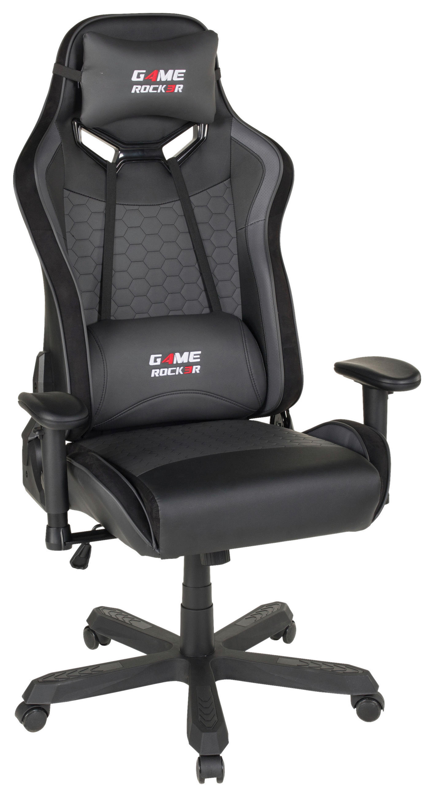 SCAUN DE GAMING in imitație piele, microfibră negru