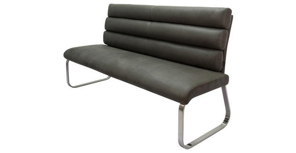 SITZBANK 180/94,5/70 cm in Grau, Edelstahlfarben - Edelstahlfarben/Grau, Design, Textil/Metall (180/94,5/70cm) - Novel
