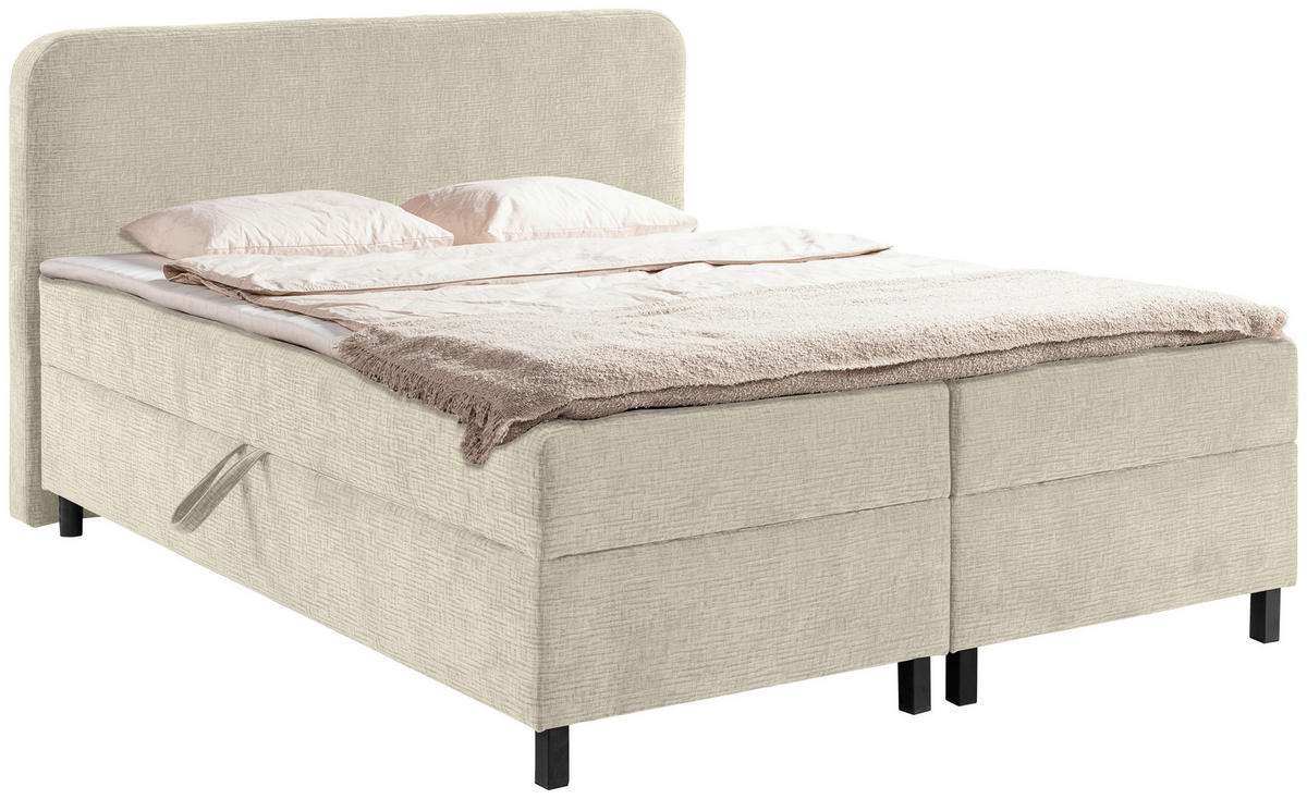 BOXBETT 180/200 cm  in Creme  - Creme/Schwarz, Modern, Holz/Kunststoff (180/200cm) - MID.YOU