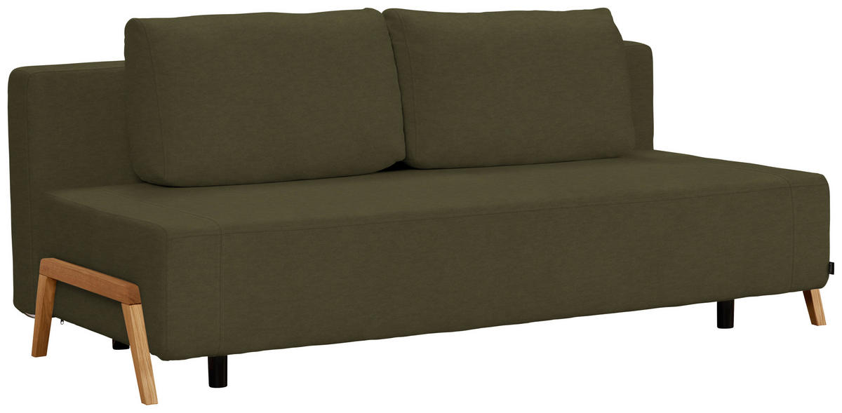 SCHLAFSOFA  mit Stoffauswahl, Liegefunktion, Schlafen auf Sitzhöhe Mikrofaser Olivgrün  - Naturfarben/Olivgrün, Design, Holz/Textil (211/88/102cm) - Niels Andersson