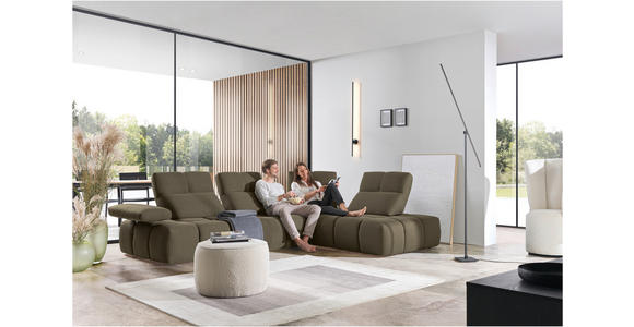 ECKSOFA in Struktur Graubraun 313/233 cm - Graubraun/Schwarz, Design, Kunststoff/Textil (313/233cm) - Emilio Belluti
