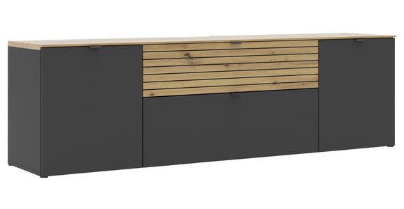 LOWBOARD  in 181/54/41 cm  - Schwarz/Graphitfarben, MODERN, Holzwerkstoff/Metall (181/54/41cm) - Voleo