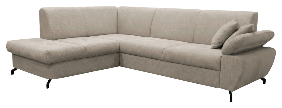 ECKSOFA CORA in Chenille Taupe  198/261 cm  - Taupe/Schwarz, Design, Textil/Metall (198/261cm) - MID.YOU
