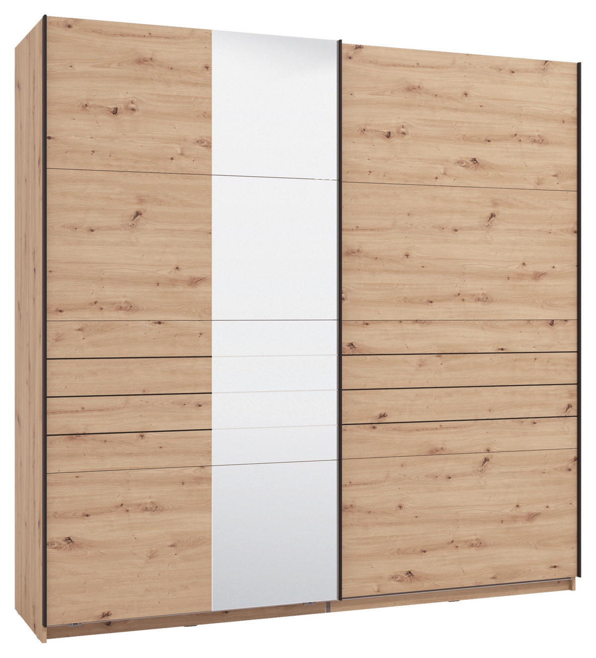 SKRIŇA S POS. DVER. – HOR.VED, dub artisan, 220/217,5/61 cm - čierna/dub artisan, Basics, kov/kompozitné drevo (220/217,5/61cm) - Xora