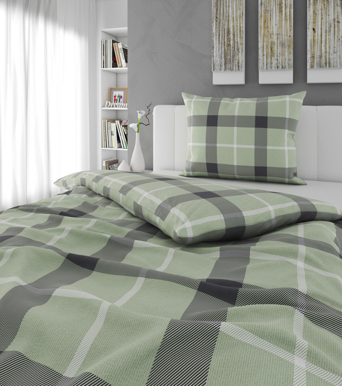 BETTWÄSCHE 2-teilig TERNET Flanell 140/200 cm  - Hellgrau, KONVENTIONELL, Textil (140/200cm) - Esposa
