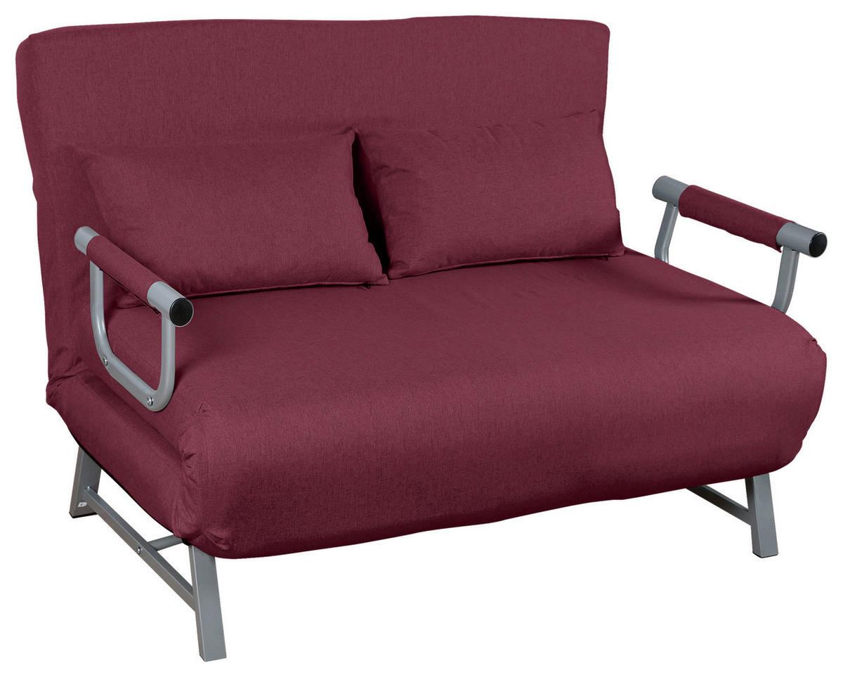 SCHLAFSOFA in Metall, Textil Rot  - Rot/Grau, Modern, Textil/Metall (127/95/78cm) - MID.YOU