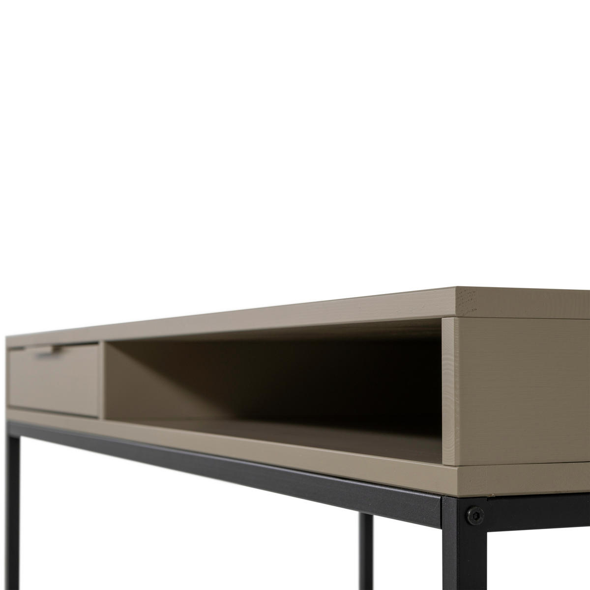 SCHREIBTISCH 130/58/75 cm  in Schlammfarben  - Schlammfarben/Schwarz, MODERN, Holz/Metall (130/58/75cm) - Livetastic