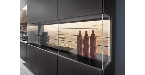 WOHNWAND in Graphitfarben 348,8/175,7/37,1 cm - Graphitfarben/Grau, Design, Glas/Holzwerkstoff (348,8/175,7/37,1cm) - Dieter Knoll