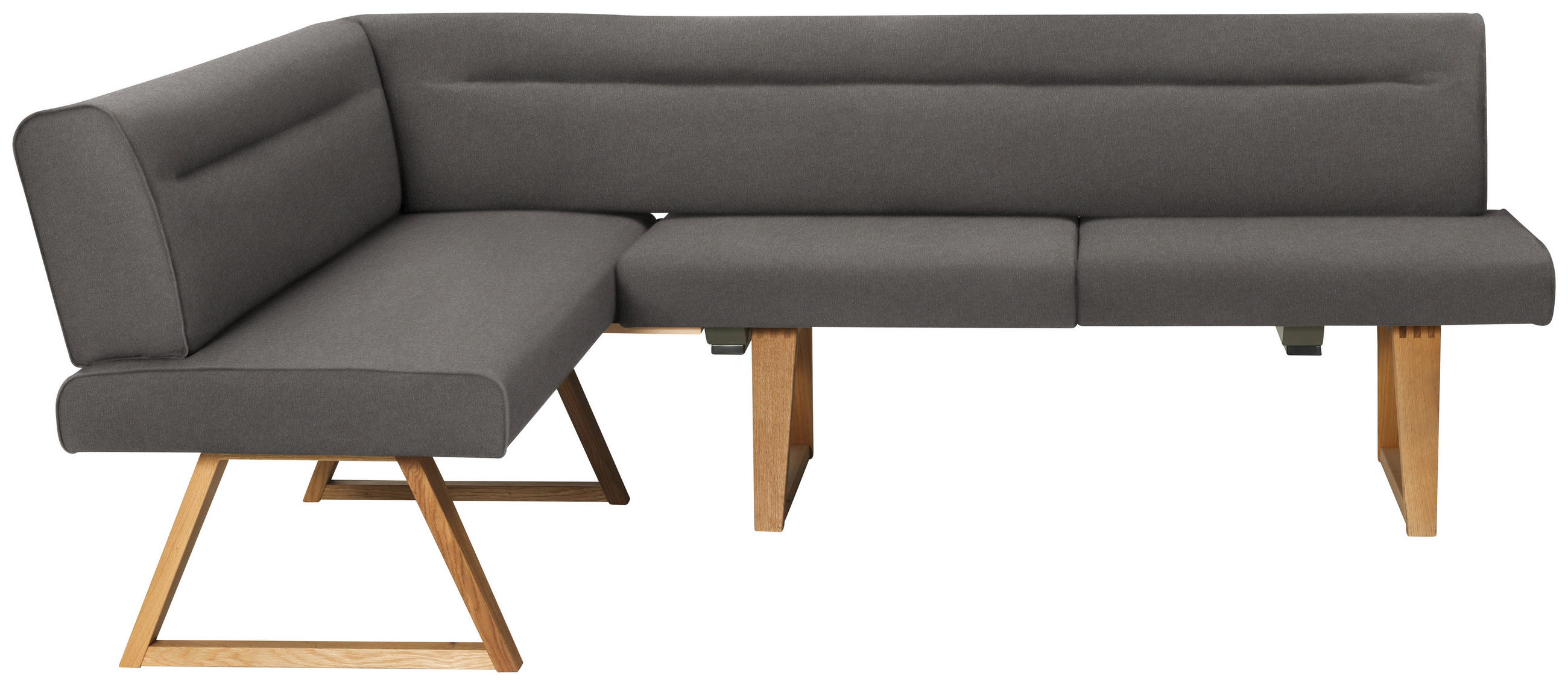 ECKBANK 170/230 cm Mikrofaser, Lederlook (vegan) Eichefarben, Dunkelgrau Wildeiche massiv   - Eichefarben/Dunkelgrau, KONVENTIONELL, Holz/Textil (170/230cm) - Moderano