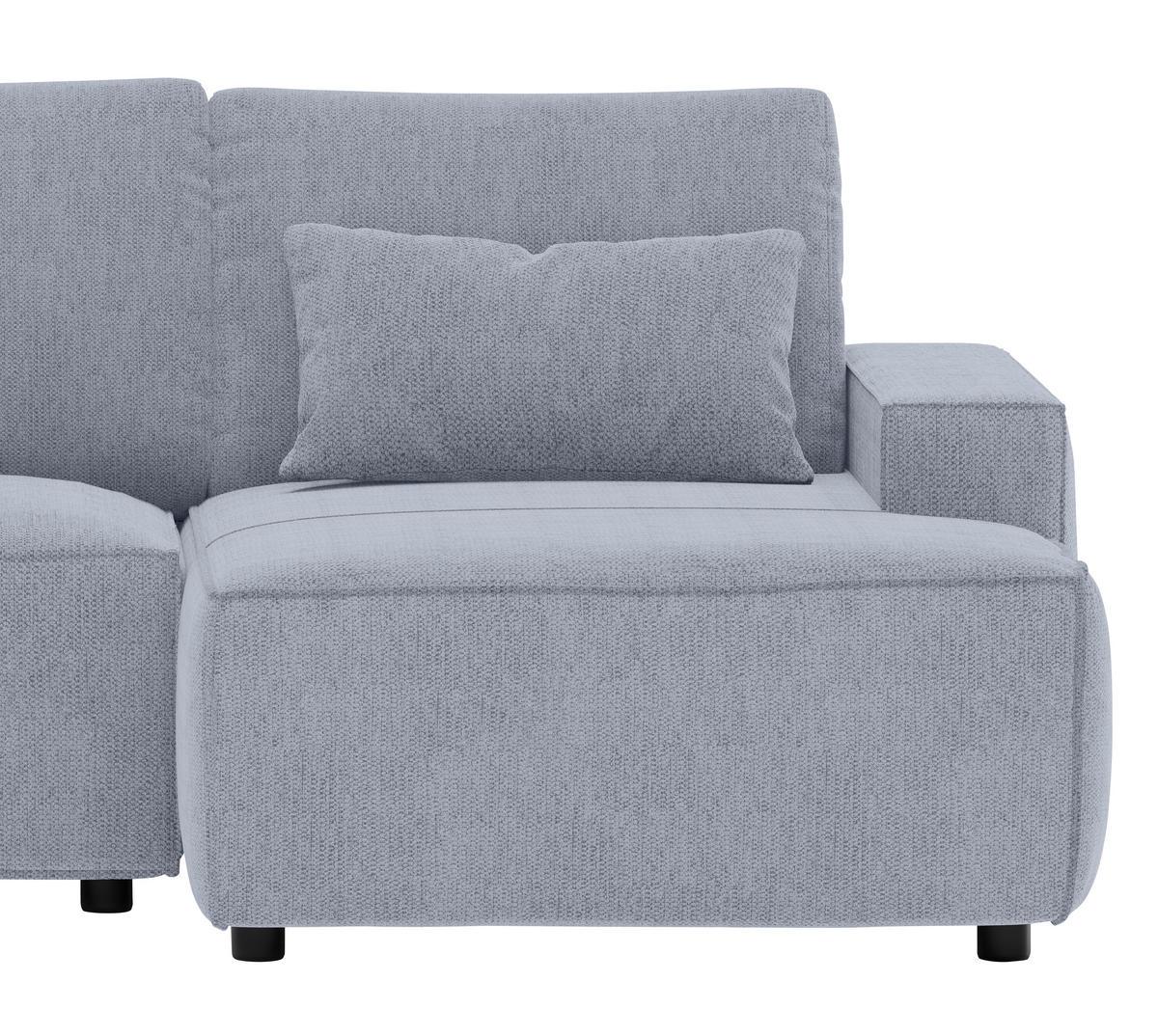 ECKSCHLAFSOFA  mit seitenverkehrt erhältlich, Rücken echt Chenille Hellblau  - Schwarz/Hellblau, MODERN, Kunststoff/Textil (247/154cm) - Livetastic