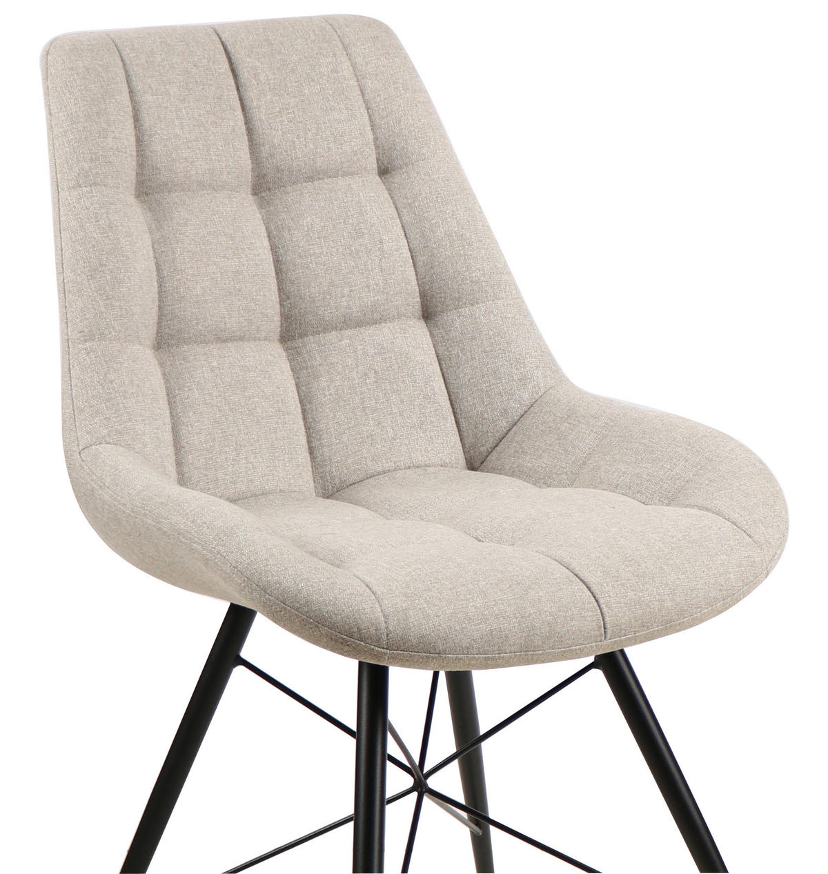 STUHL Leinenoptik Schwarz, Beige  - Beige/Schwarz, Design, Textil/Metall (51/86/61cm) - Xora