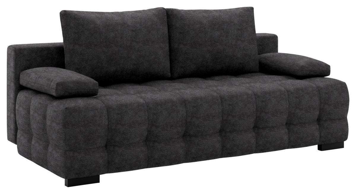 SCHLAFSOFA in Velours Dunkelgrau  - Dunkelgrau/Schwarz, KONVENTIONELL, Kunststoff/Textil (209/96/100cm) - Stylife