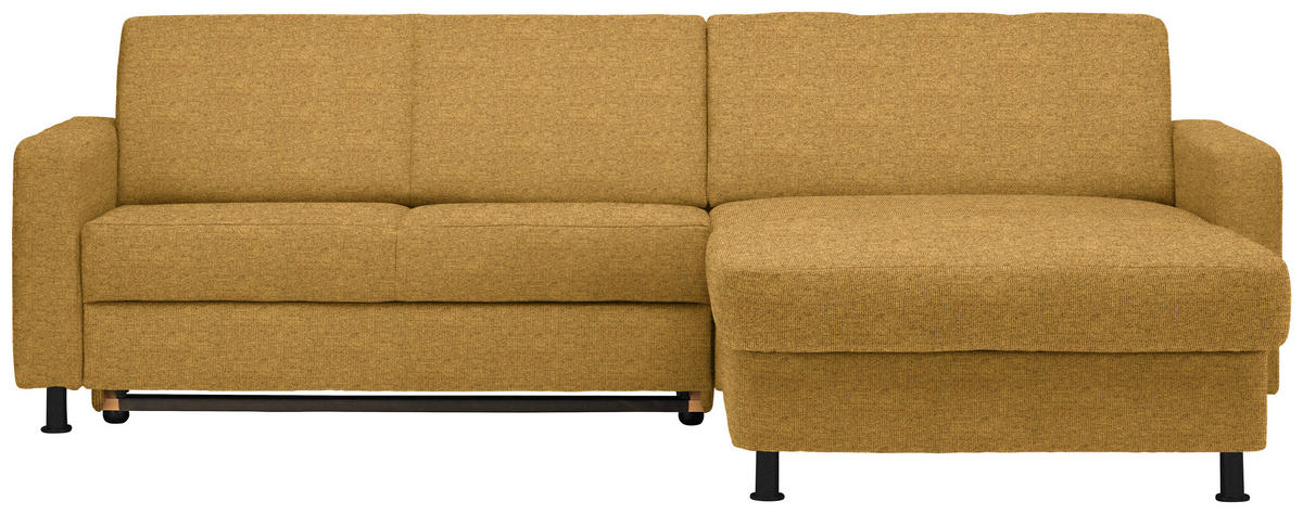 ECKSOFA in Webstoff Honig  - Schwarz/Honig, Design, Kunststoff/Textil (257/165cm) - Xora