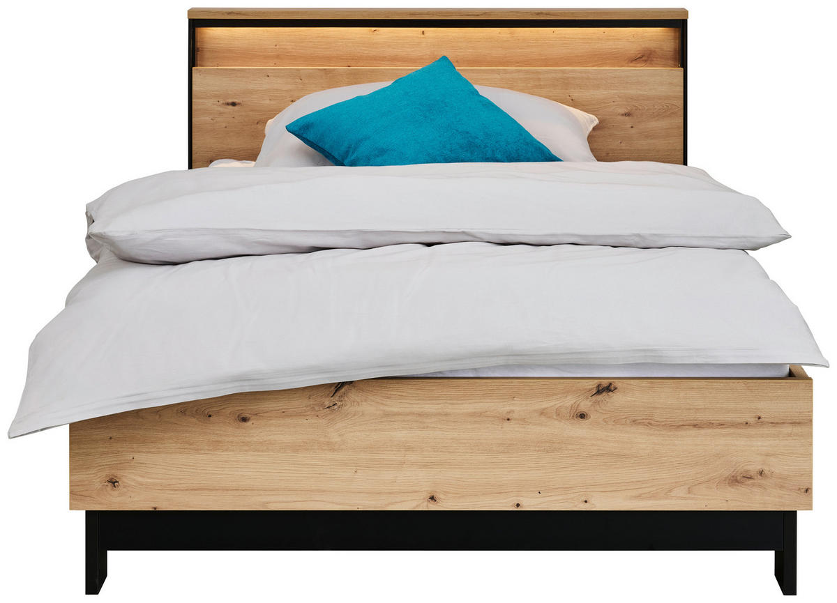 BETT 120/200 cm  in Schwarz, Eiche Artisan  - Schwarz/Eiche Artisan, KONVENTIONELL, Holzwerkstoff/Metall (120/200cm) - Voleo