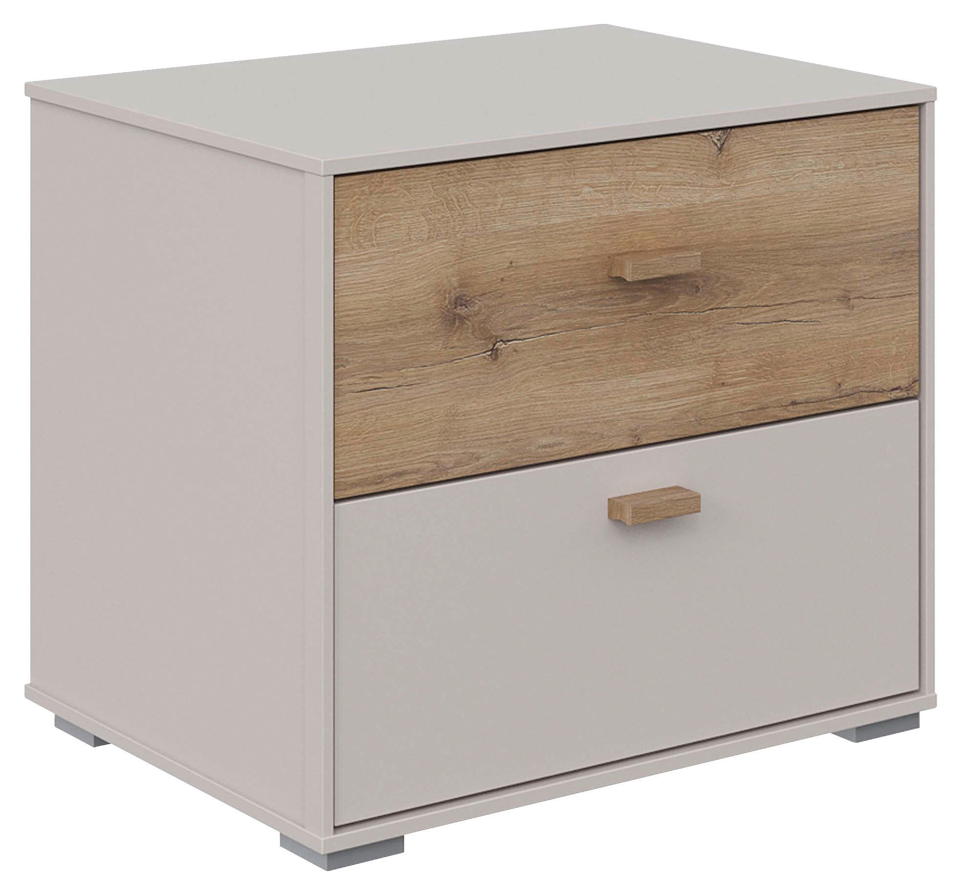 NACHTKÄSTCHEN in Eichefarben, Sandfarben  - Sandfarben/Eichefarben, KONVENTIONELL, Holz/Holzwerkstoff (48/43/38cm) - Hom`in