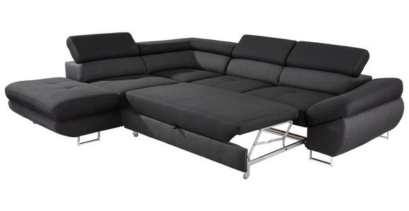 ECKSOFA in Webstoff Schwarz, Dunkelgrau  - Dunkelgrau/Schwarz, Design, Textil/Metall (235/280cm) - Hom`in