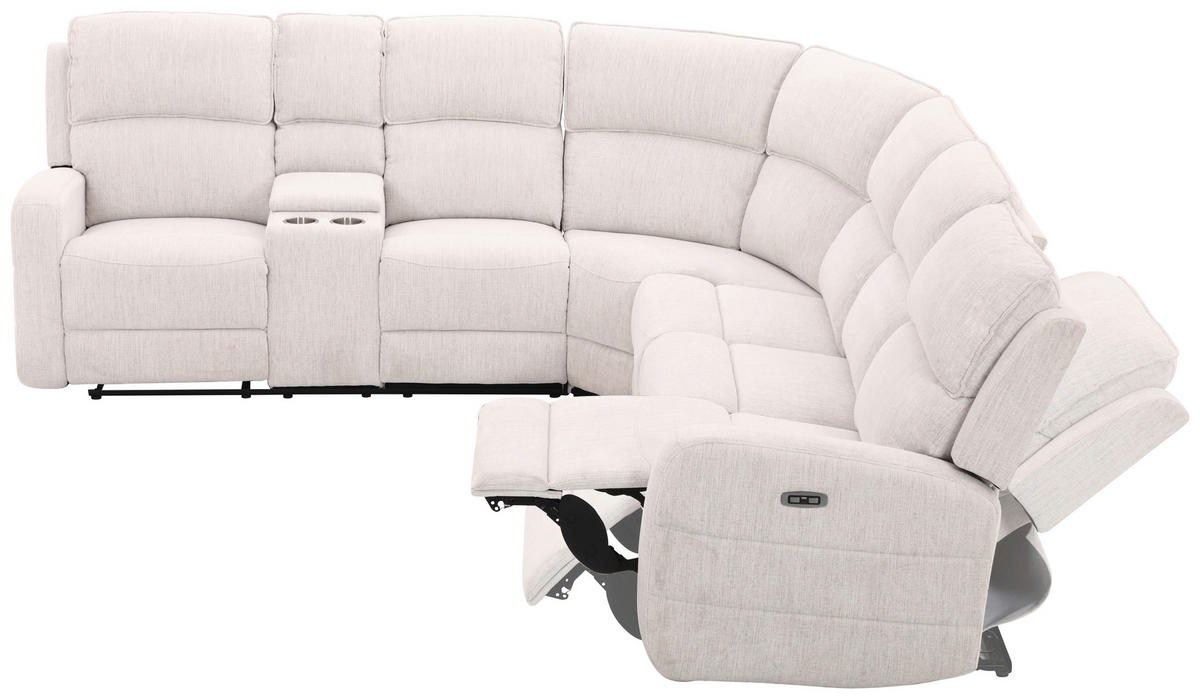 ECKSOFA  Weiß Leinenoptik  - Schwarz/Weiß, KONVENTIONELL, Holz/Kunststoff (240/102/265cm) - Livetastic