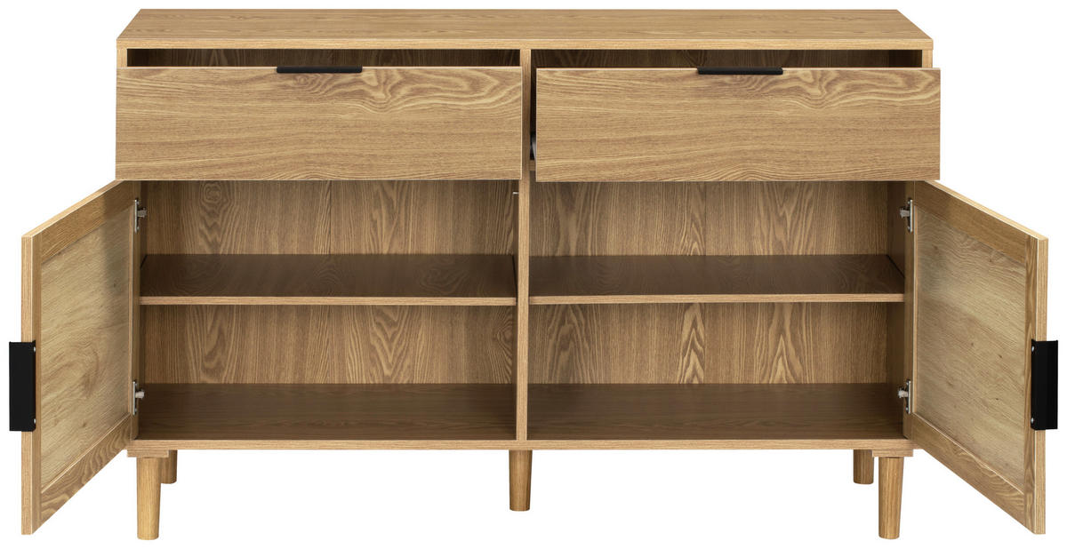 SIDEBOARD  in 120/80/39 cm  - Schwarz/Naturfarben, Natur, Holz/Holzwerkstoff (120/80/39cm) - MID.YOU