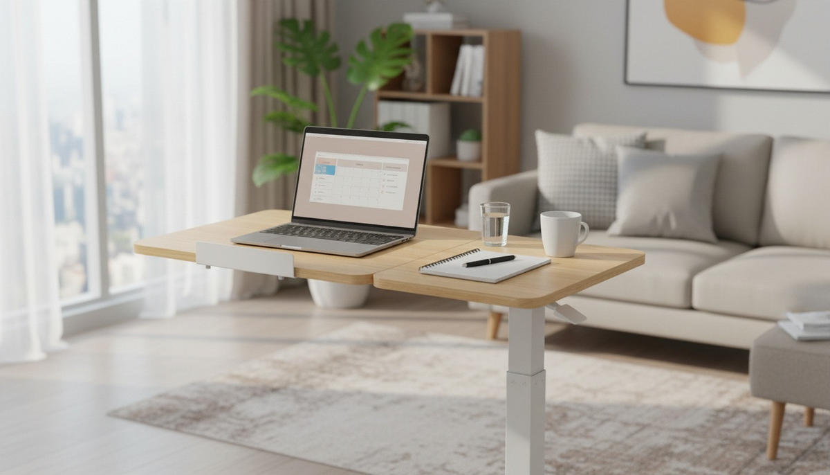 LAPTOPTISCH  Weiß, Eichefarben Gasdruckfeder höhenverstellbar  - Eichefarben/Weiß, MODERN, Holzwerkstoff/Kunststoff (78/65,5/105/38cm) - MID.YOU