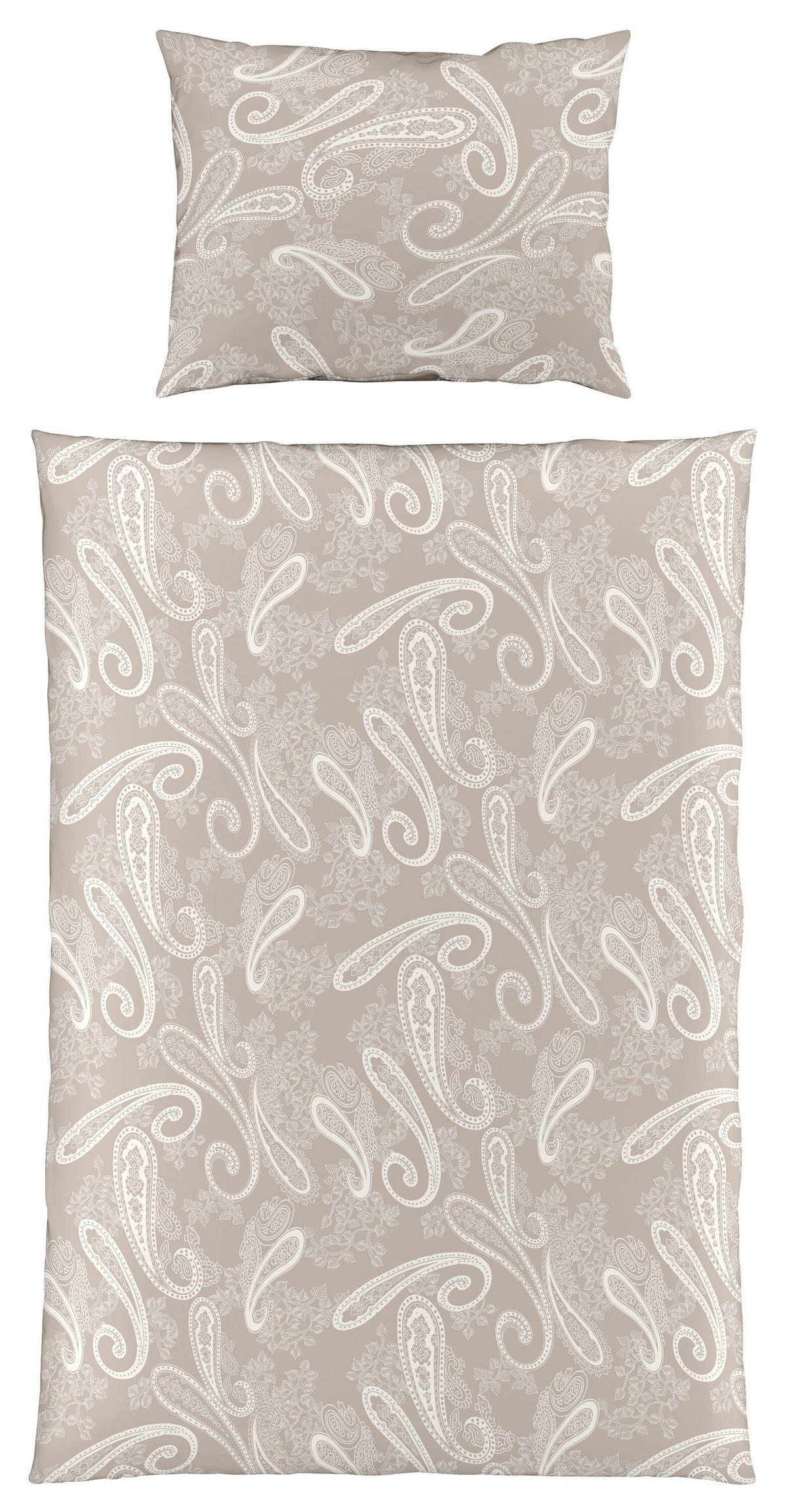 BETTWÄSCHE Makosatin 140/200 cm  - Sandfarben/Weiß, Basics, Textil (140/200cm) - Fleuresse