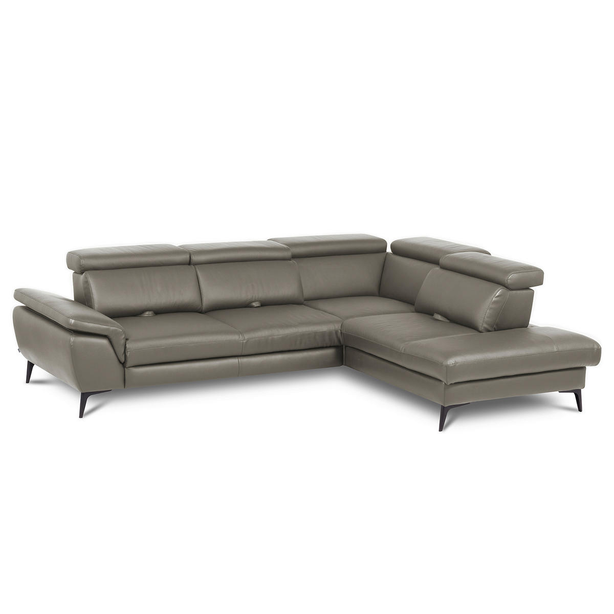 ECKSOFA  in Lederlook Echtleder Schlammfarben  - Schlammfarben/Schwarz, Design, Leder/Textil (274/220cm) - Livetastic