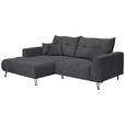 ECKSOFA in Cord Anthrazit  - Anthrazit/Schwarz, KONVENTIONELL, Textil/Metall (185/250cm) - Carryhome