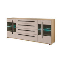 SIDEBOARD  200/86/42 cm 4 Schublade(n)  - Kaschmir/Eichefarben, Design, Glas/Holzwerkstoff (200/86/42cm) - Livetastic