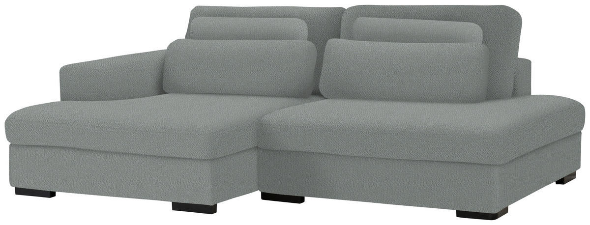 ECKSOFA in Chenille Hellgrau  - Hellgrau/Schwarz, Design, Kunststoff/Textil (158/223cm) - Lomoco