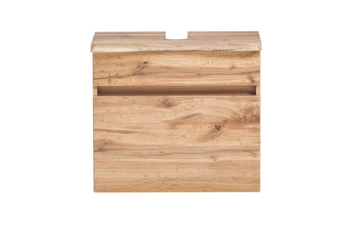 WASCHBECKENUNTERSCHRANK 61/55/40 cm  - Eiche Wotan/Silberfarben, Natur, Holzwerkstoff/Kunststoff (61/55/40cm) - Xora
