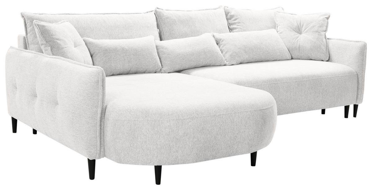 ECKSOFA in Chenille Creme  - Creme/Schwarz, Modern, Textil/Metall (200/285cm) - MID.YOU