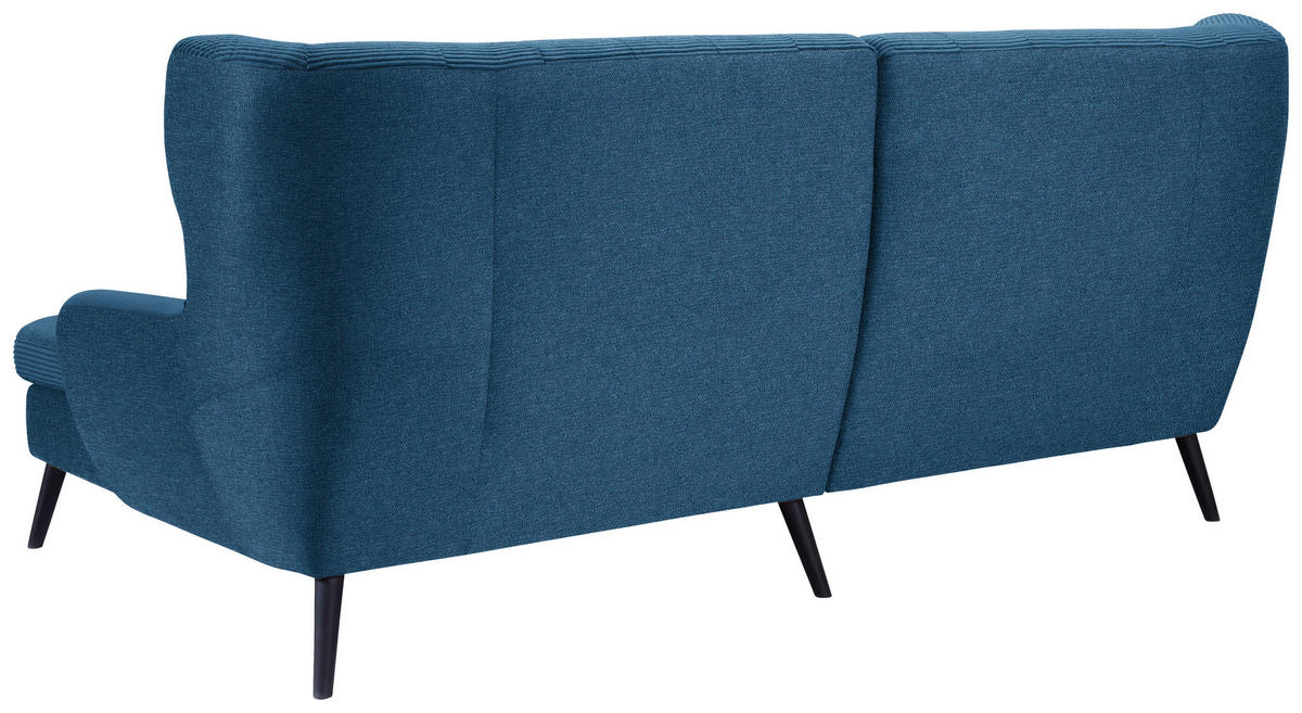 ECKSOFA in Cord Blau  - Blau/Schwarz, Design, Holz/Textil (237/165cm) - Stylife