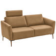 2-SITZER-SOFA  in Echtleder Honig   - Eichefarben/Beige, Natur, Leder/Holz (207/86/87cm) - Valnatura